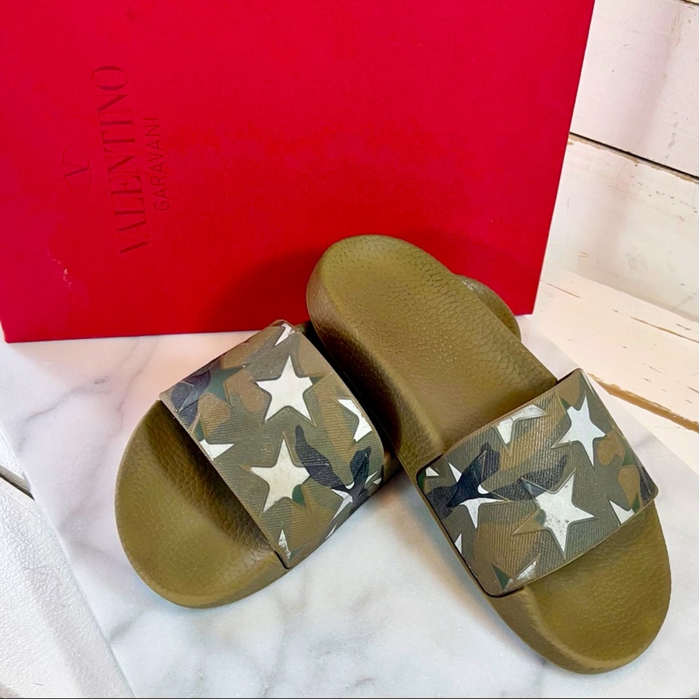 Valentino Garavani Army Green Camo Star Slides